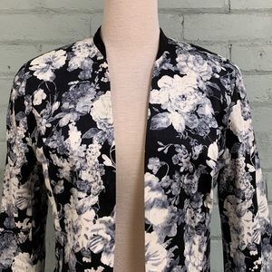 Black and White Floral Print Blazer